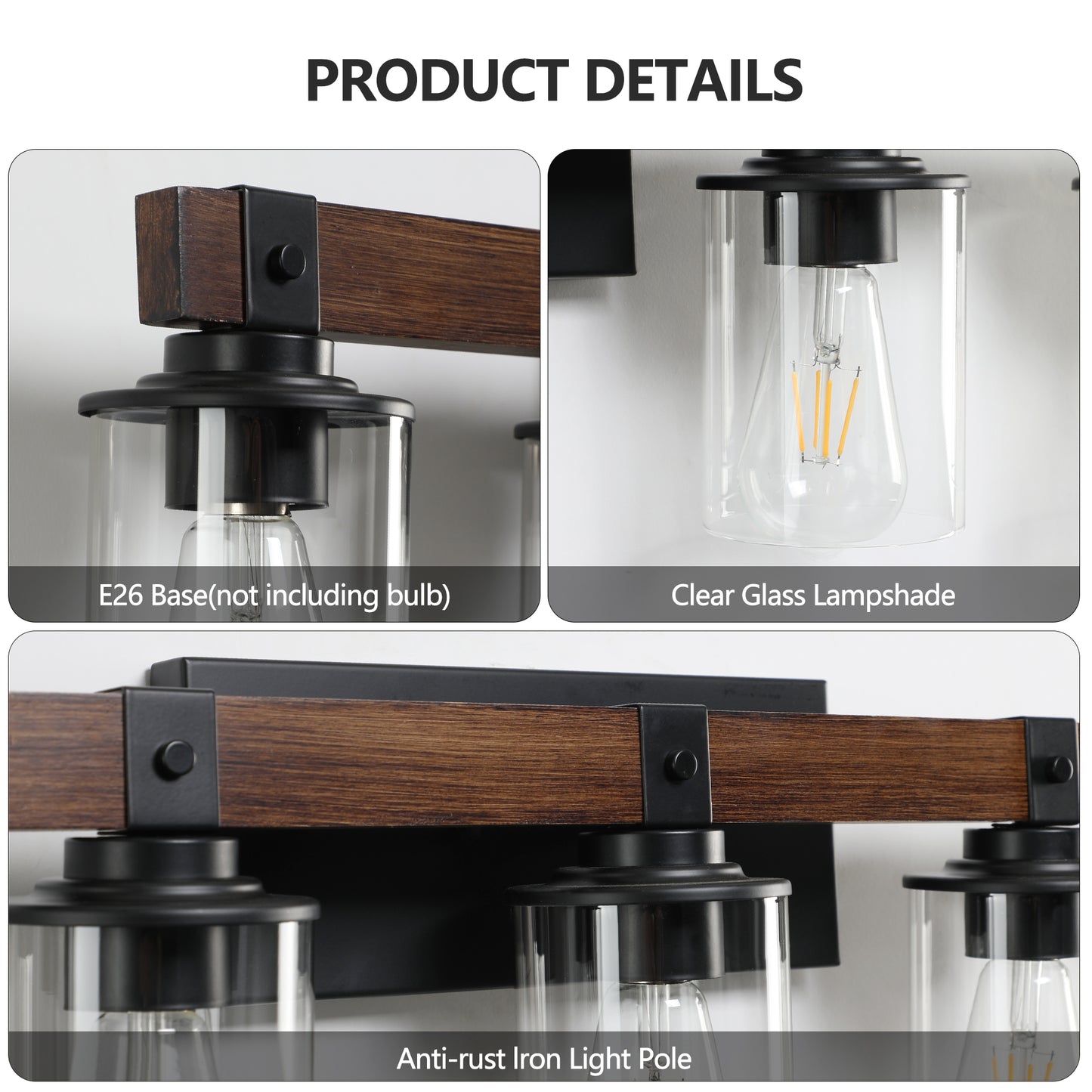 Rustic 6-Light Vanity Light Fixture - Industrial Bathroom Sconce