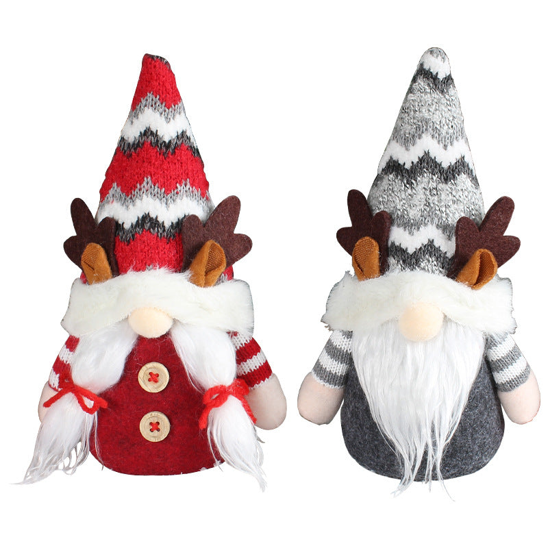Christmas Deer Horn Doll with Red or Gray Pointed Hat Antlers Holiday Decor