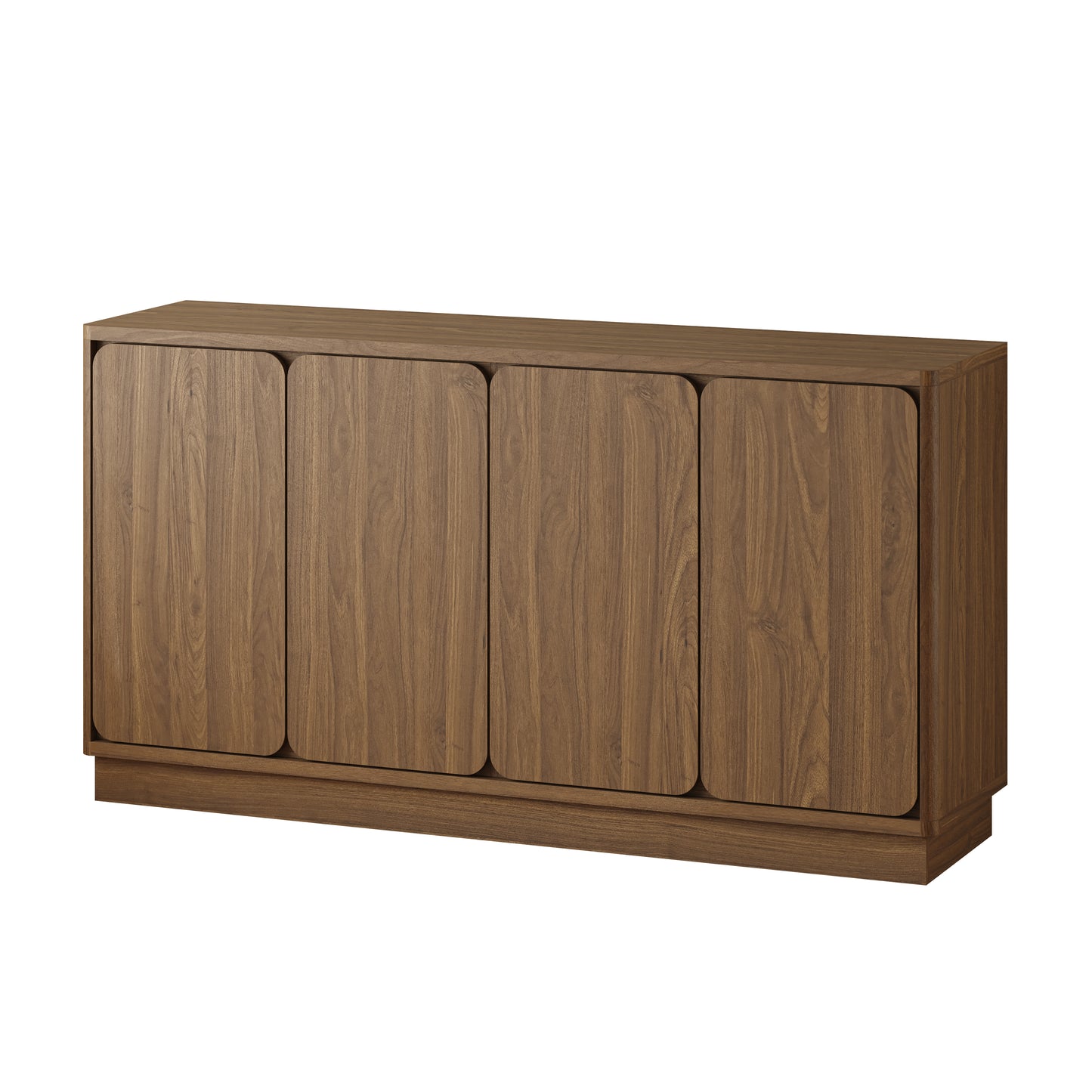 59.1" Walnut 4-Door Sideboard Buffet Cabinet with Adjustable Shelves