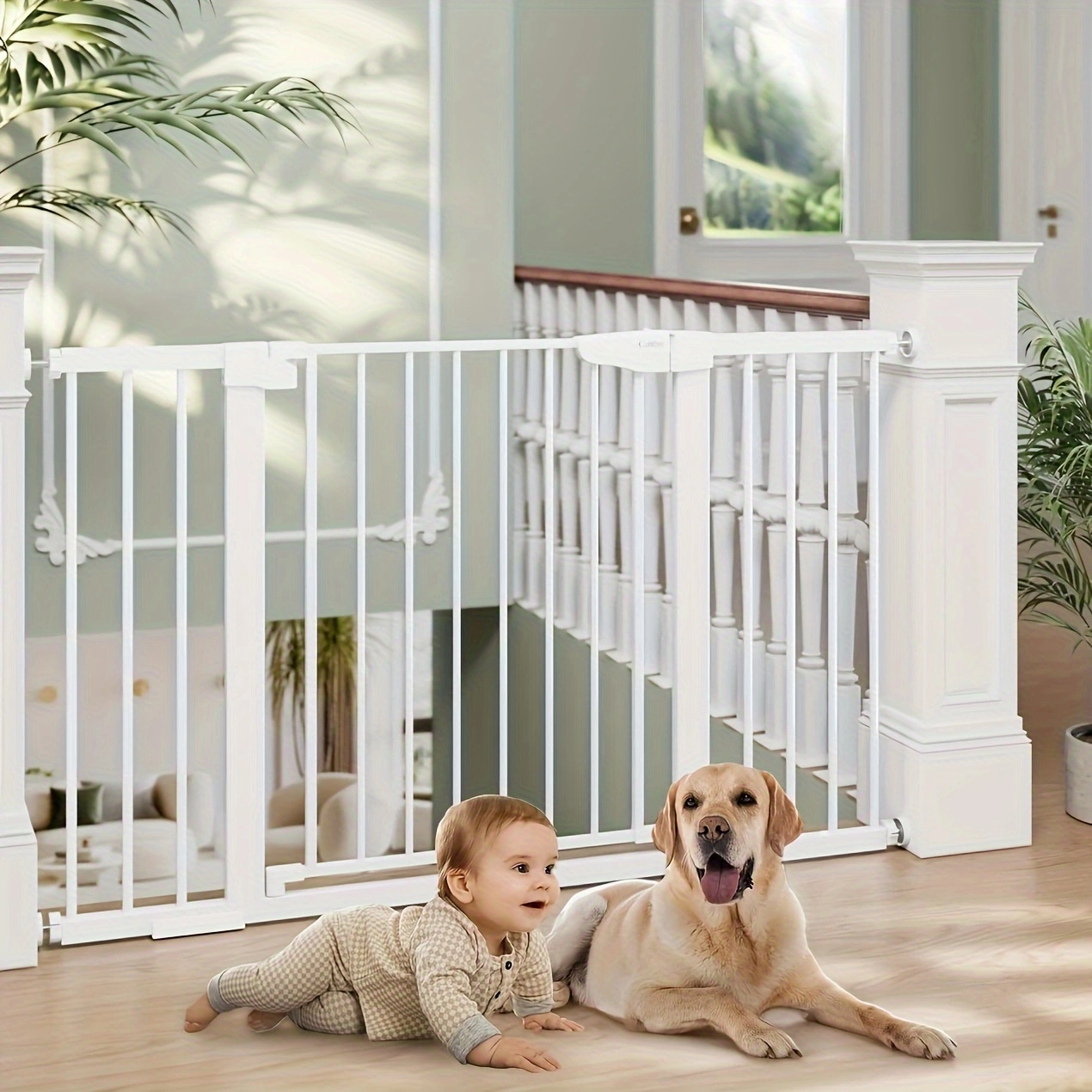 Baby and Dog Gate with Auto-Close Safety Barrier - Easy Install & One-Hand Operation