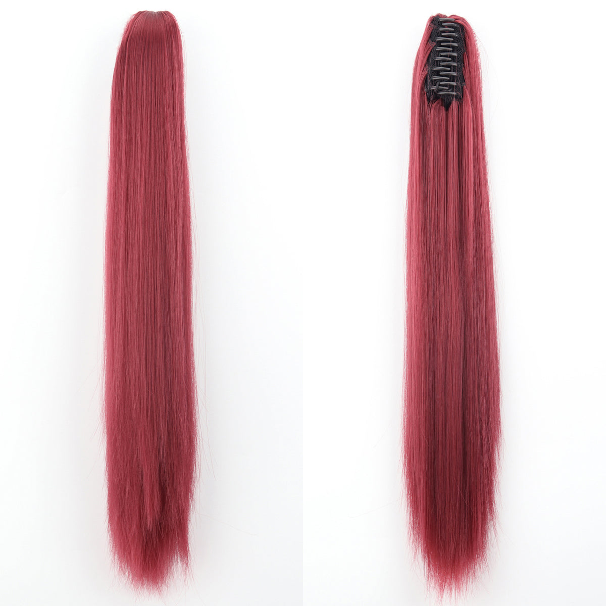 Long Straight Synthetic Wig with Ponytail Claw Clip - Chemical Fiber Hair Extension