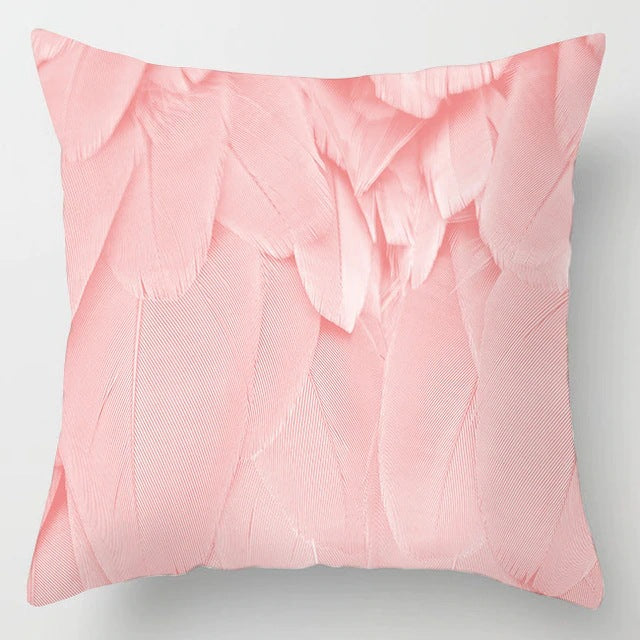 Linen Cushion Cover 45x45cm Peach Skin Fabric Flower Pattern Home Decor