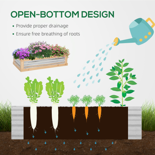 Outdoor Raised Garden Bed with Polycarbonate Greenhouse - Wooden Flower Planter Protection, 48 x 24 x 32 inches, Natural Wood
