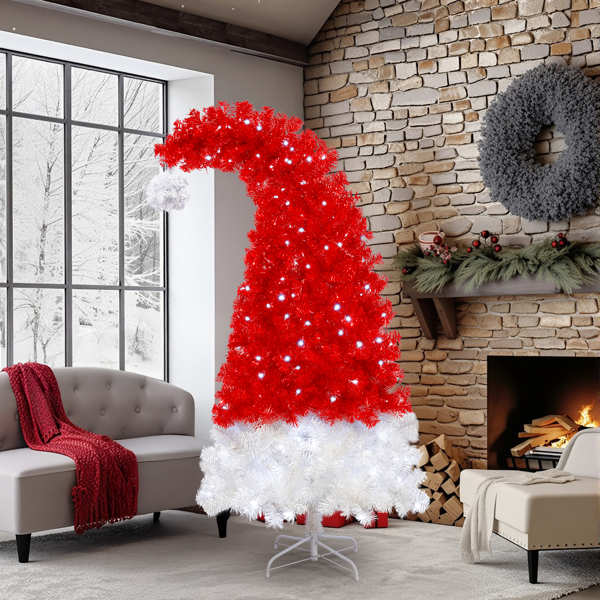 6FT LED Lighted Santa Hat Shaped Artificial Christmas Tree