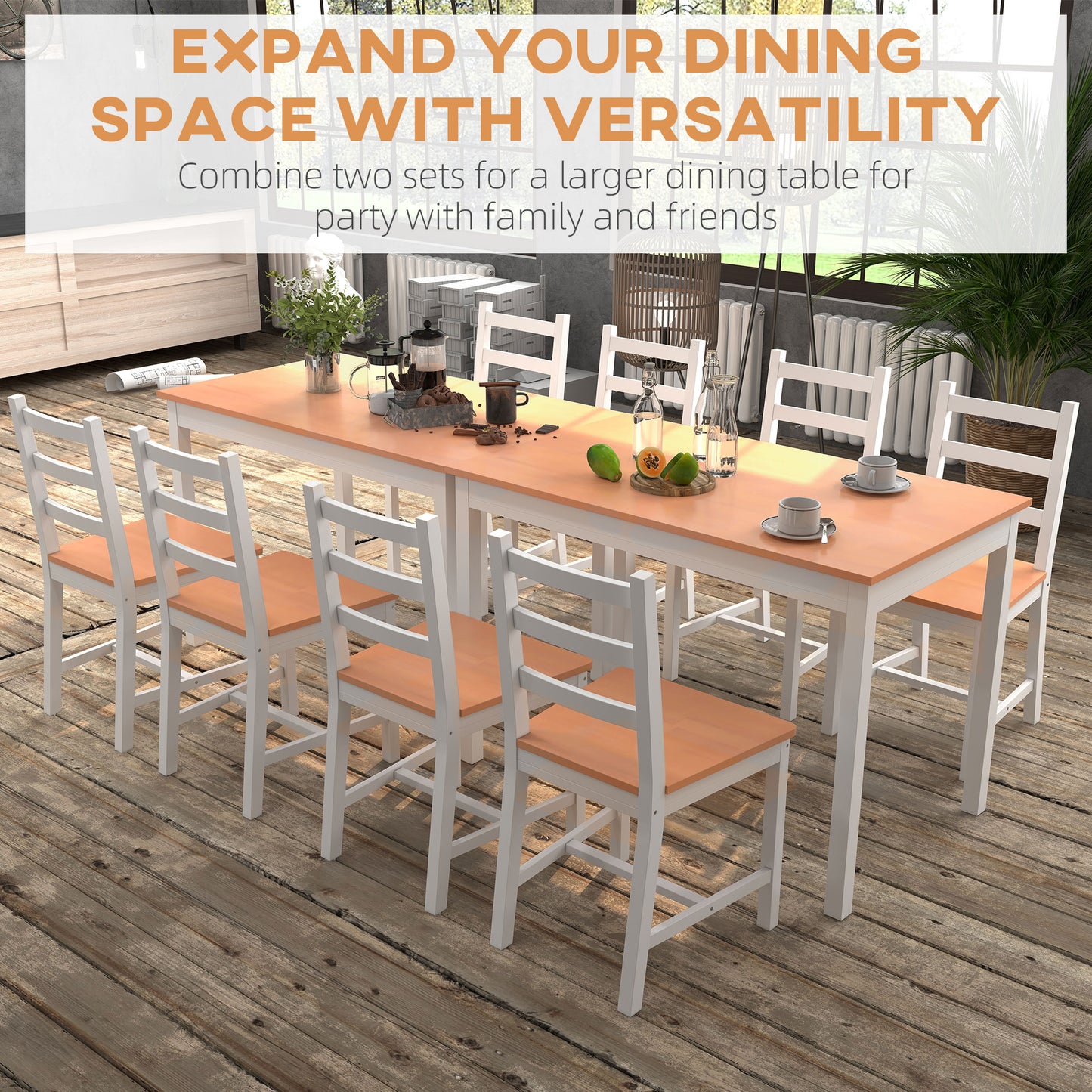 Dining Table Set for 4, 5 Piece Modern Kitchen and Chairs, Solid Wood