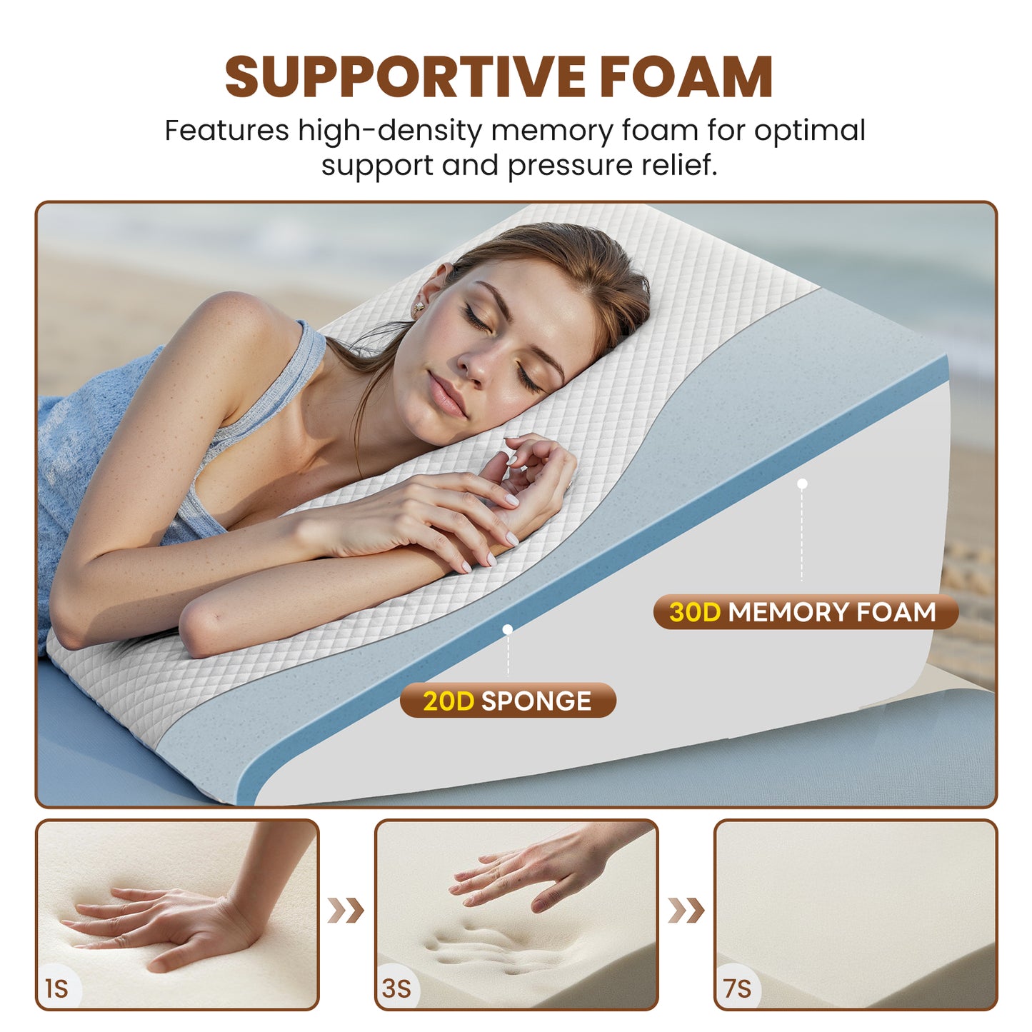 Memory Foam Wedge Pillow - Versatile Support for Comfort