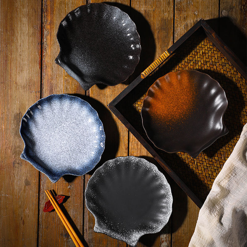 Ceramic Shell Plate for Kitchen & Dining - Irregular Shape, Microwave Safe