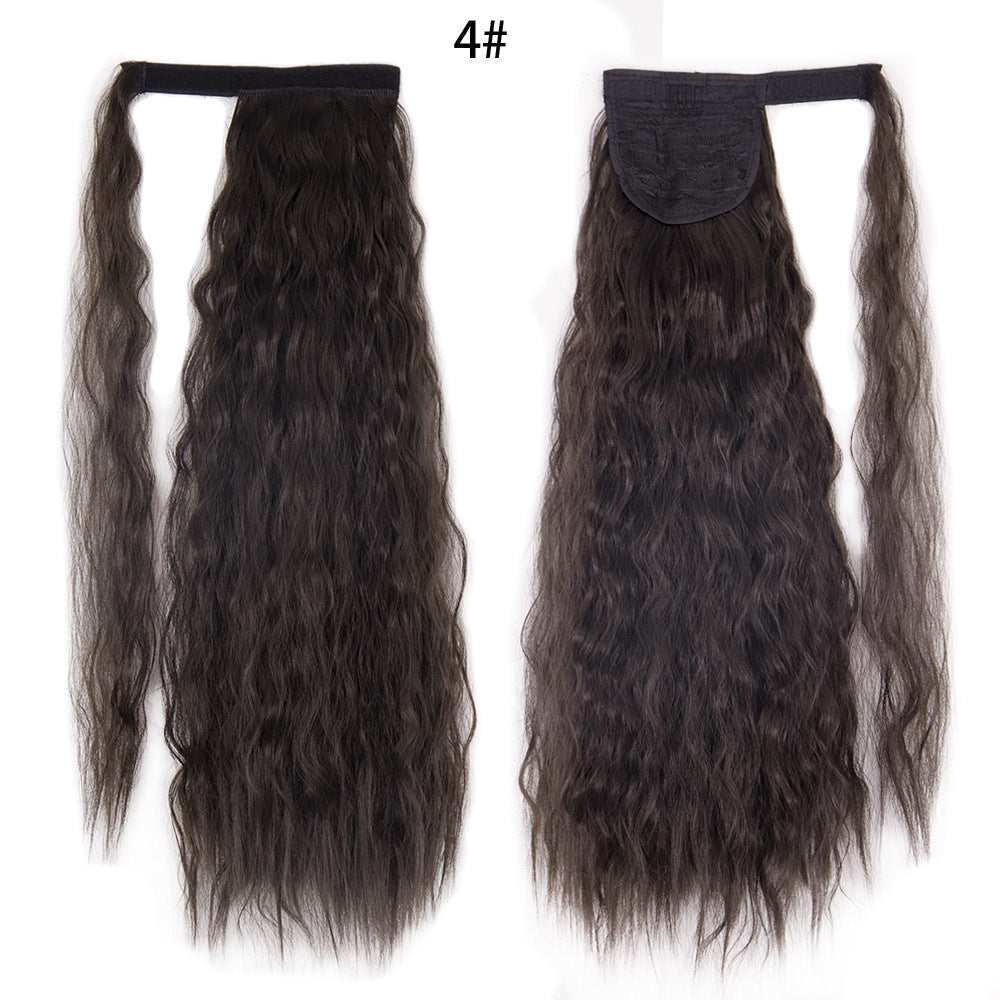 Water Wave Ponytail Wig with Velcro Band High Temperature Synthetic Hair