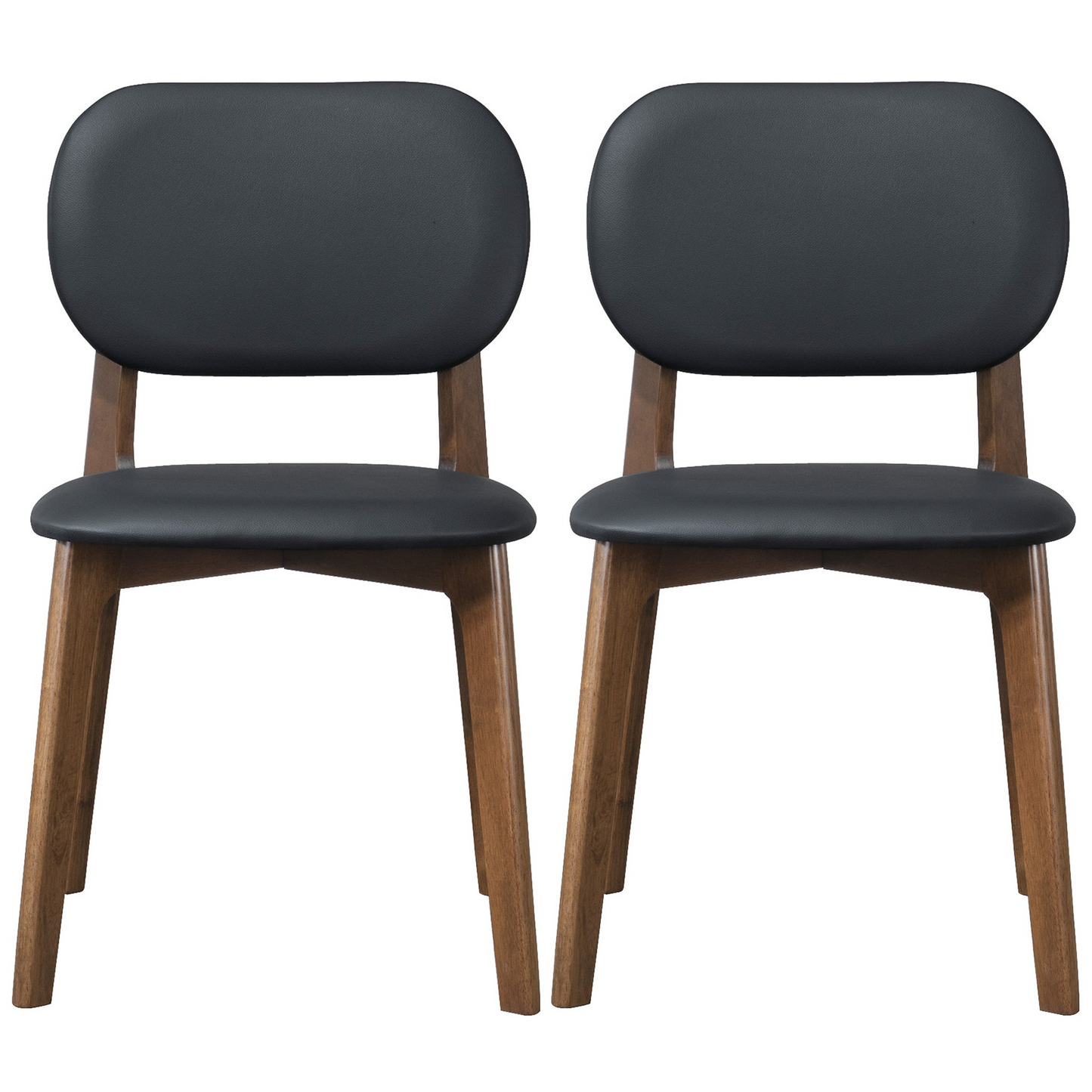 Kelsey Black Leather Dining Chair Set Of 2 18.1 W X 21.1 D 31.7 H