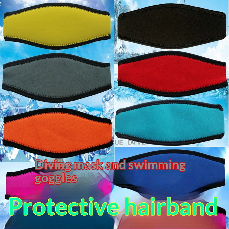 Diving Mask Strap with Protective Case & Hair Band - Black