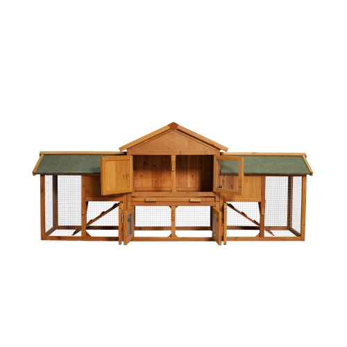 Extra-Large Rabbit Cage with 2 Running Spaces, Removable Tray, Waterproof Roof - Small Animal Habitat