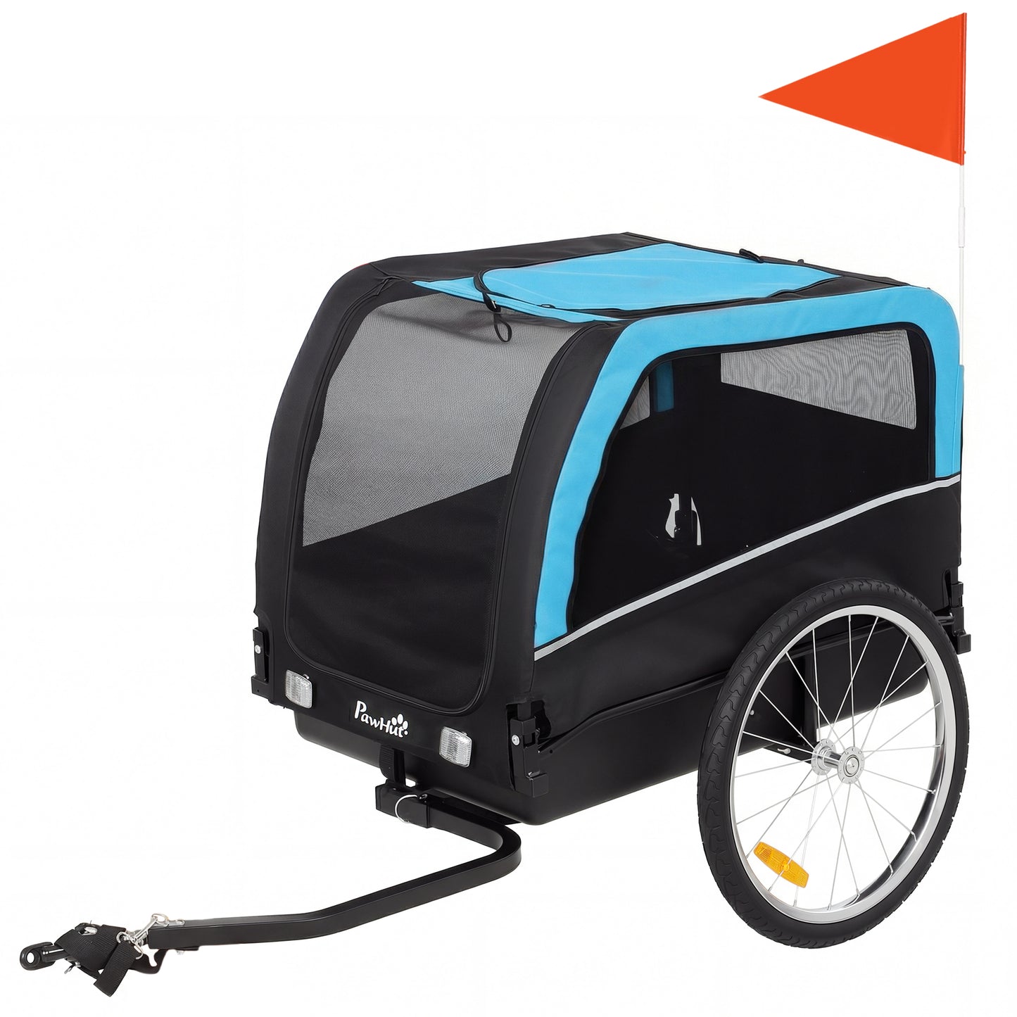 Dog Bicycle Trailer with 20-Inch Air Tires, Reflectors & Flag - Blue