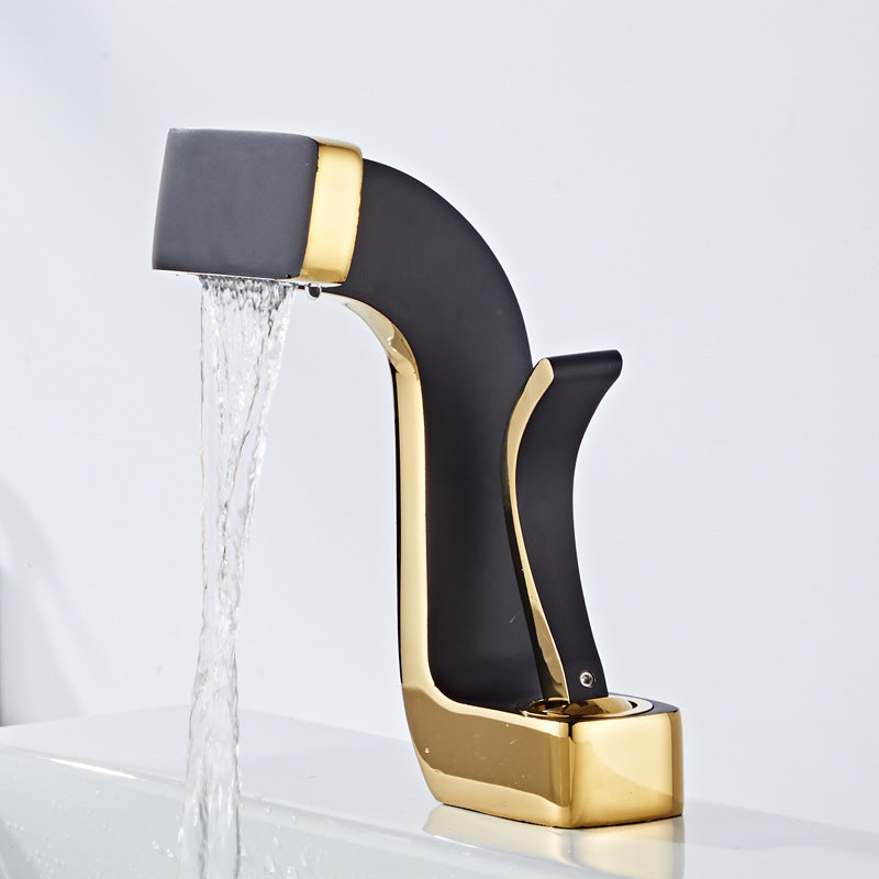 Bathroom Sink Faucet - Single Handle Copper Mixer Tap with Gold or Silver Finish
