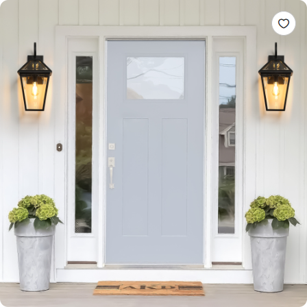 21-inch Outdoor Wall Lantern Light Pack - Black Metal & Clear Glass Sconce for Porch Garden