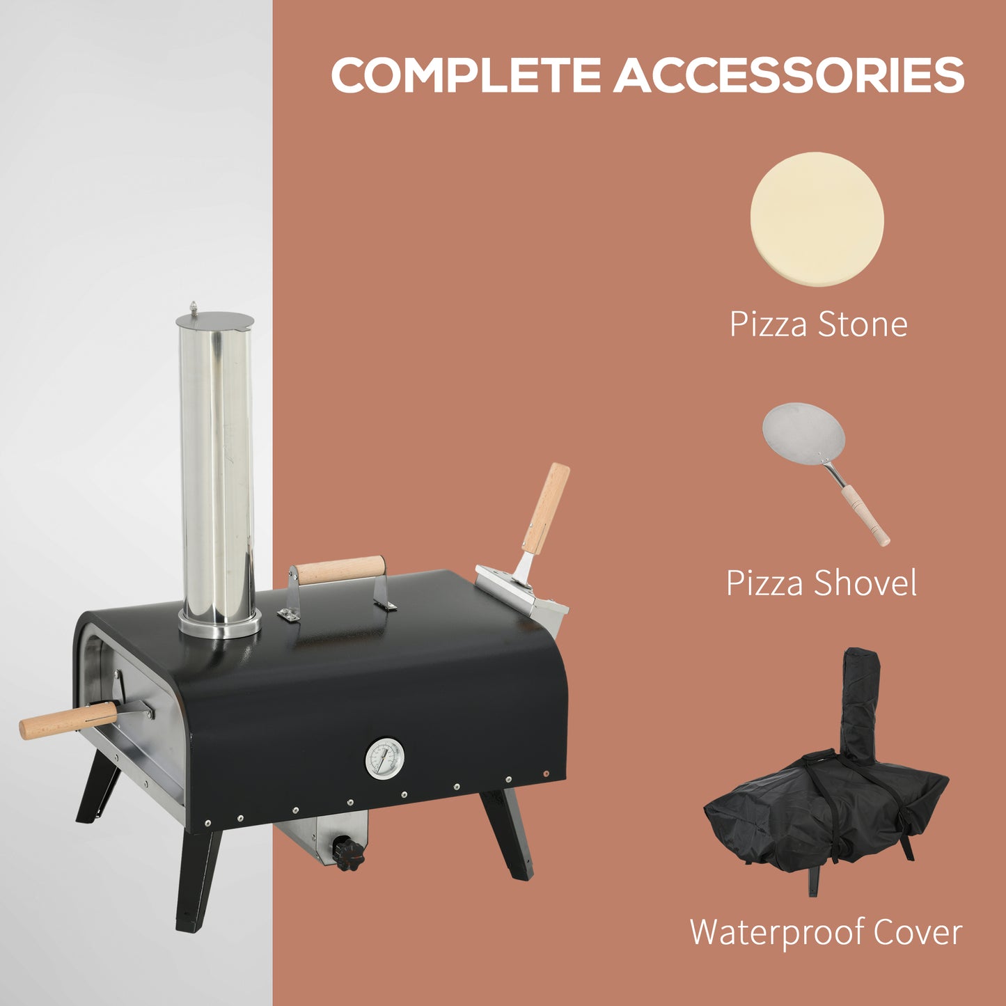 Outdoor Pellet Wood Fired Pizza Oven with Rotating Stone