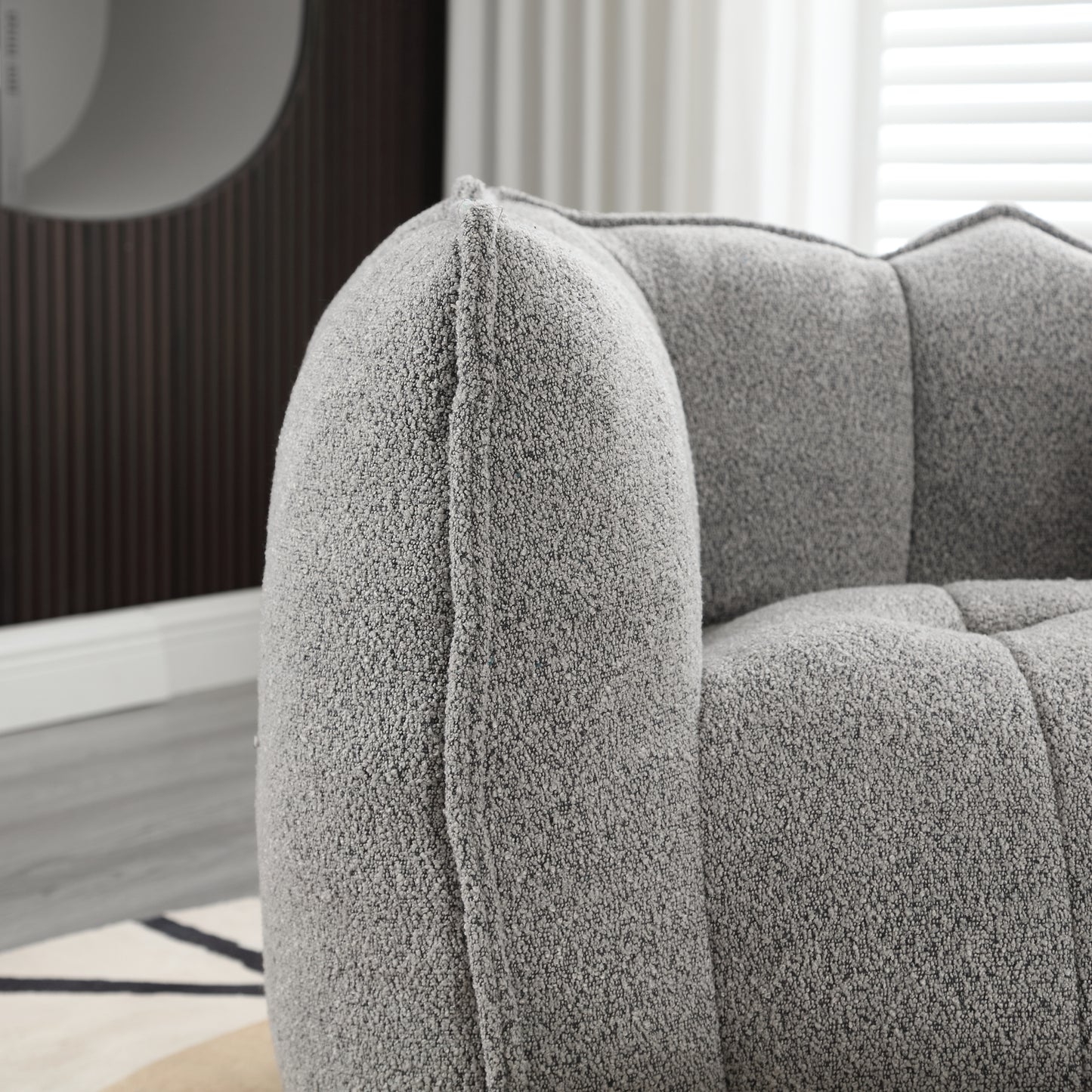 Soft Chenille Bean Bag Chair with Foam - Grey