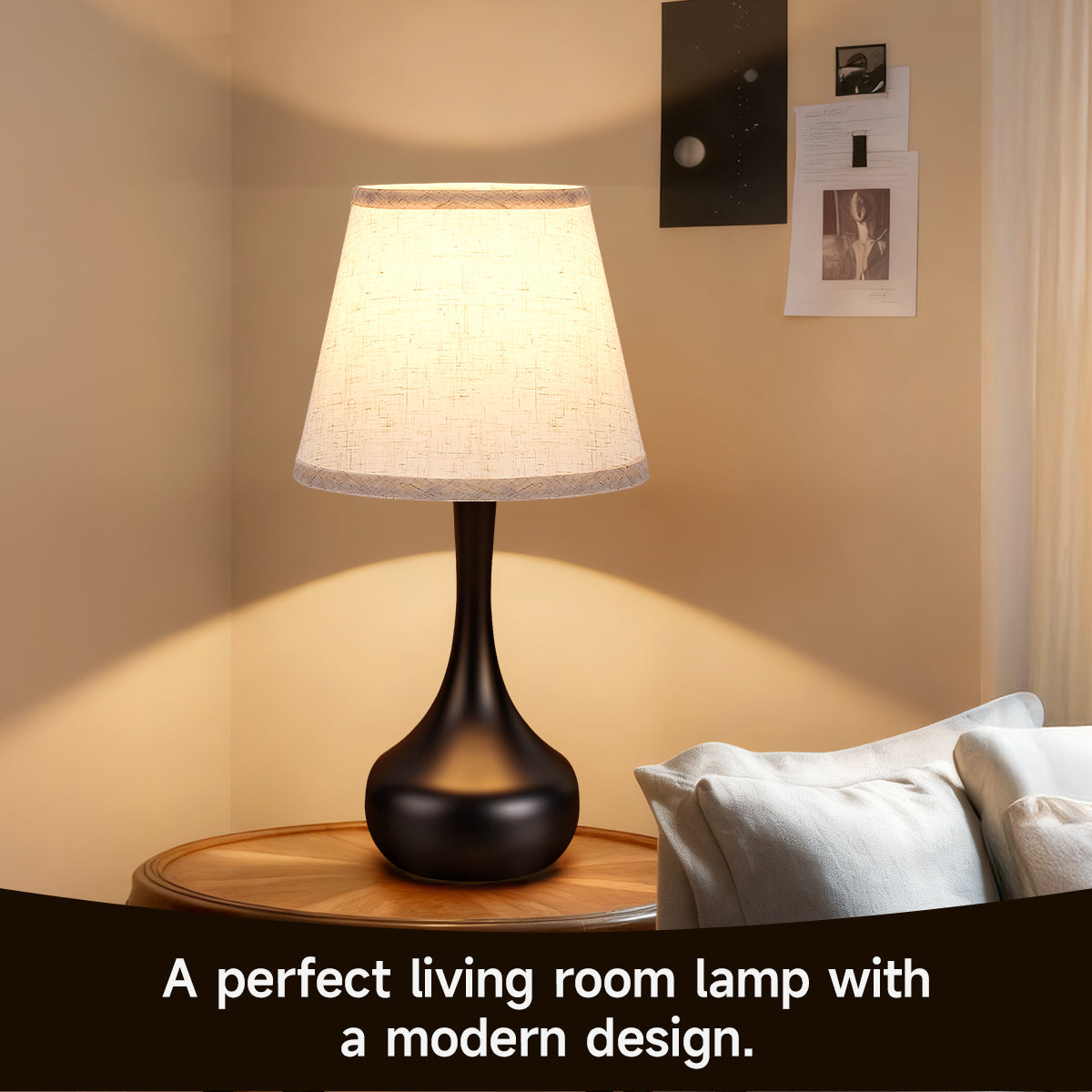 Dimmable Touch Table Lamps Set of 2 - Black & Beige