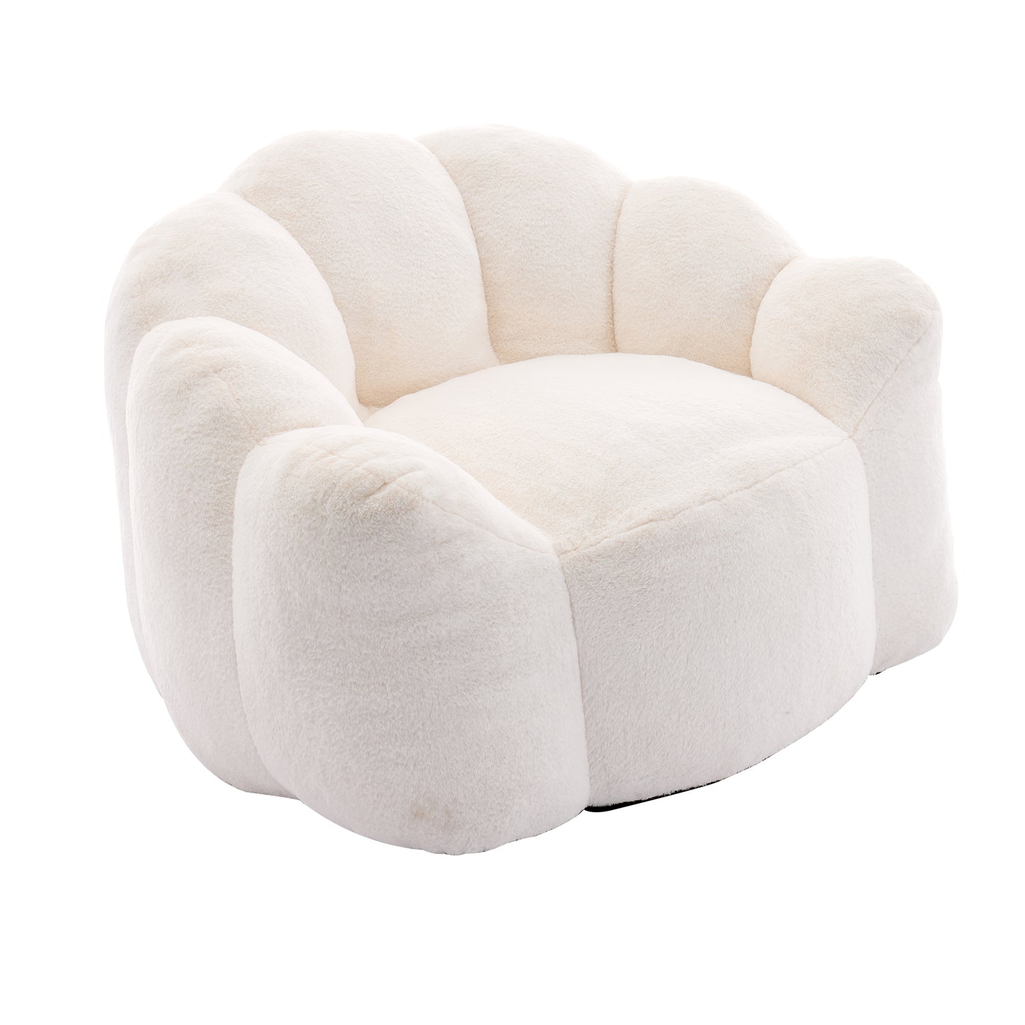 Adult Bean Bag Sofa with Pull Ring - White Faux Fur