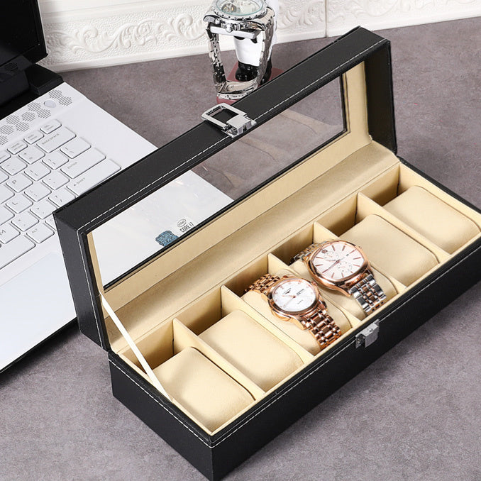 Leather Watch Storage Box with Multiple Compartments - Creative Home Organizer