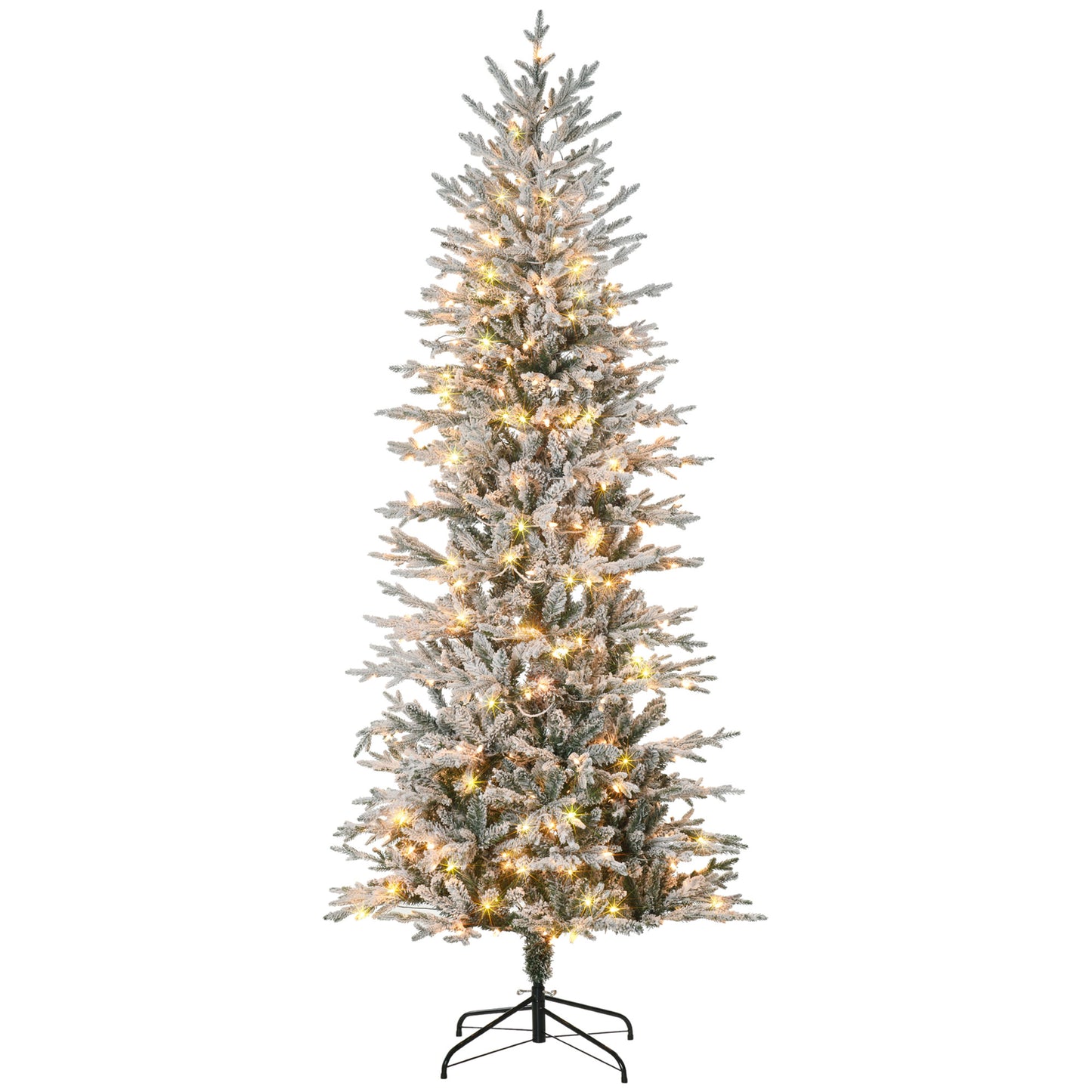 7.5ft Tall Prelit Artificial Christmas Tree with 850 Snow Flocked Branches & 350 Warm Yellow Lights