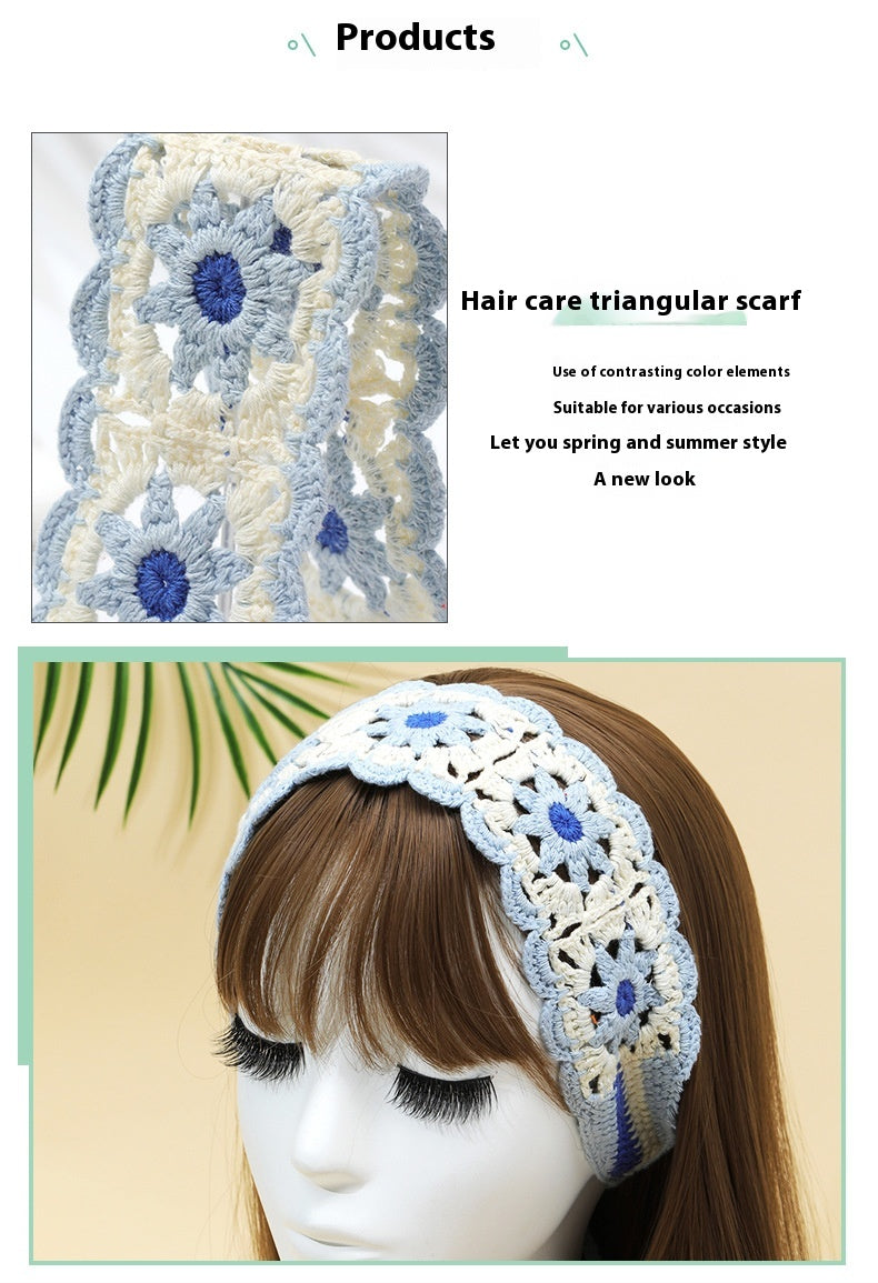 Cotton Flower Hair Band - Blue Floral