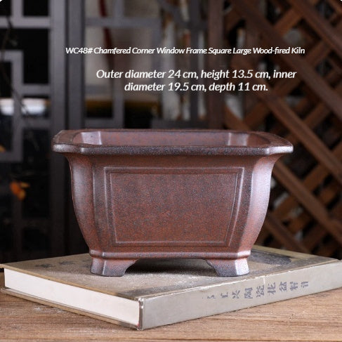Wood-Fired Bonsai Pot with Yixing Clay Options - Garden & Indoor Plant Container