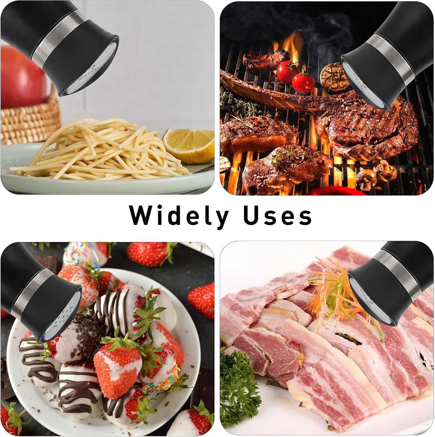 Salt and Pepper Shakers Set - 4 Oz Glass Bottom Spice Dispensers