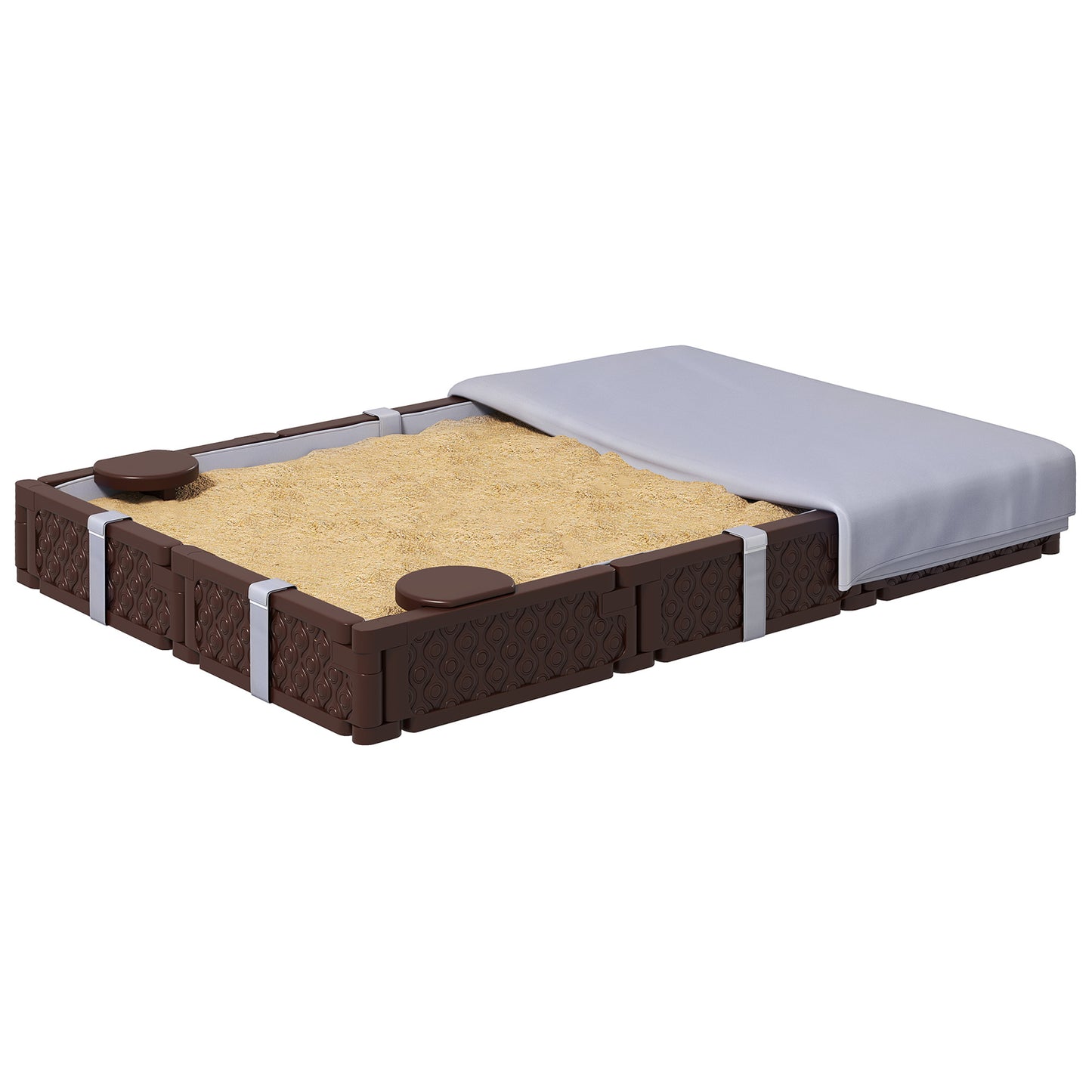 Kids Sandbox with Cover and 4 Seats - Dark Brown