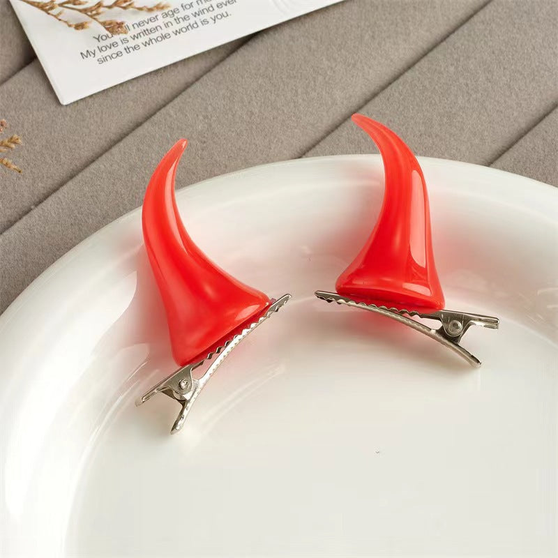 Halloween Horn Hair Clip Set - Dark Gothic Holiday Hair Accessories