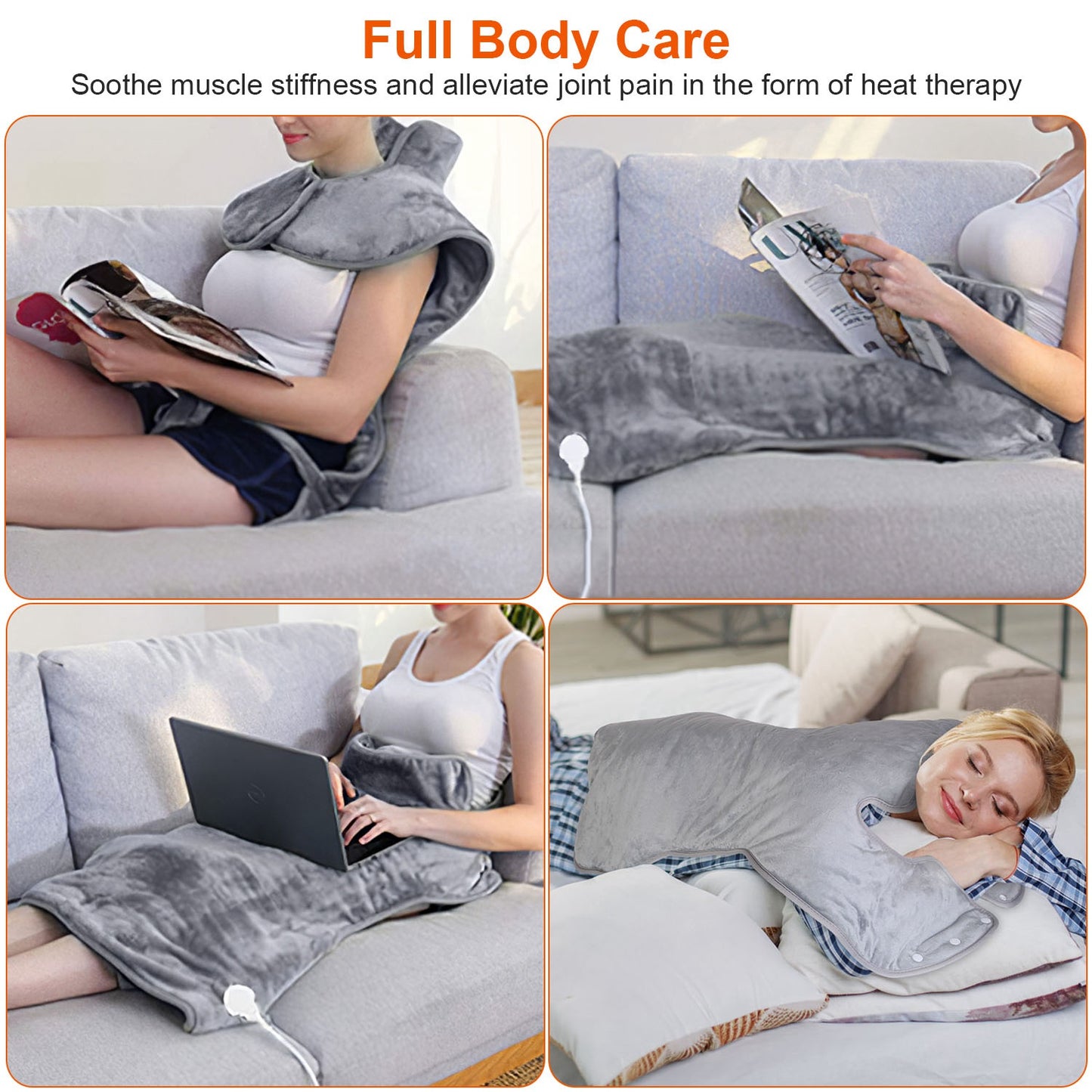 Electric Heating Wrap for Neck and Shoulder Pain Relief - Grey