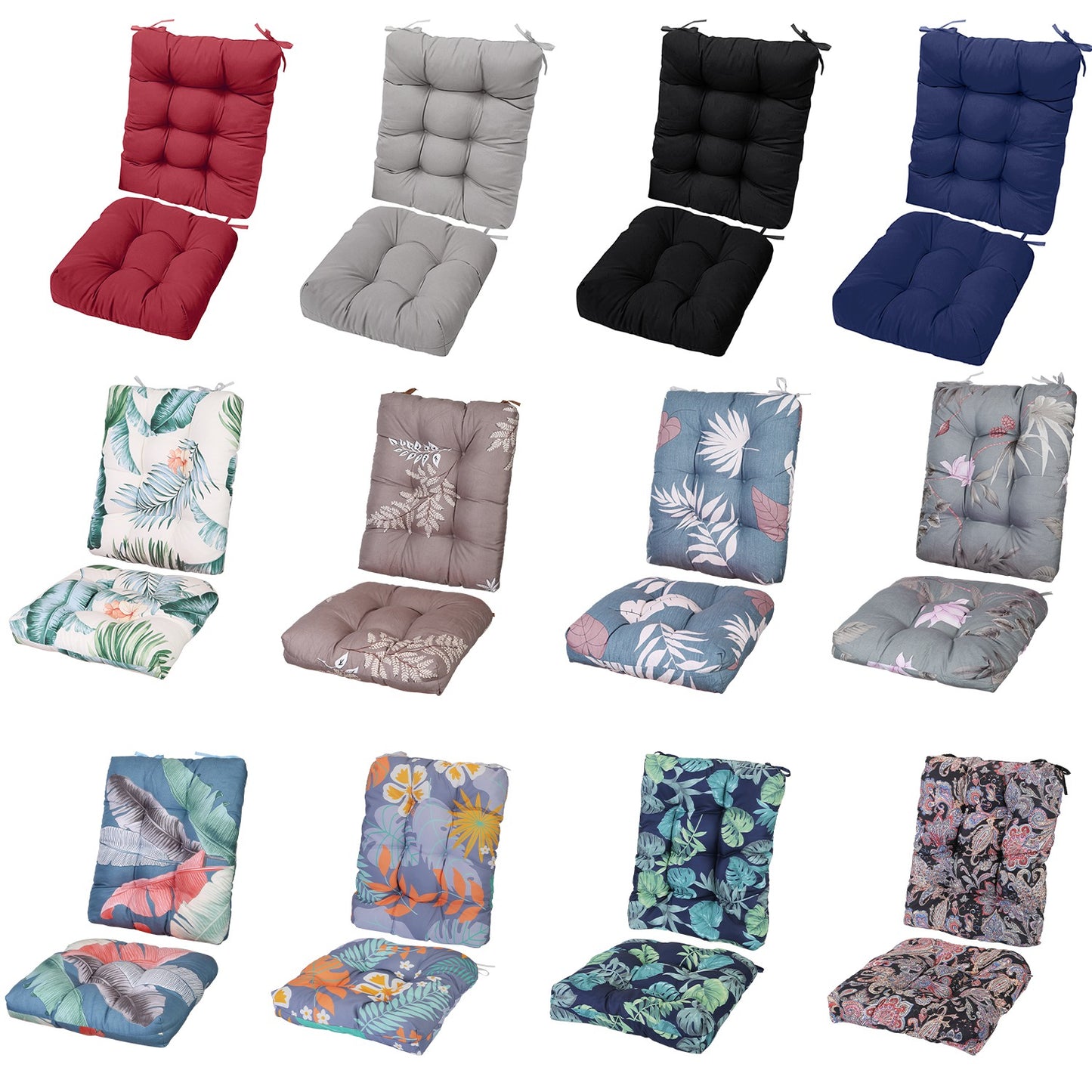 2-Piece Waterproof Rocking Chair Cushion Set with Non-Slip Ties