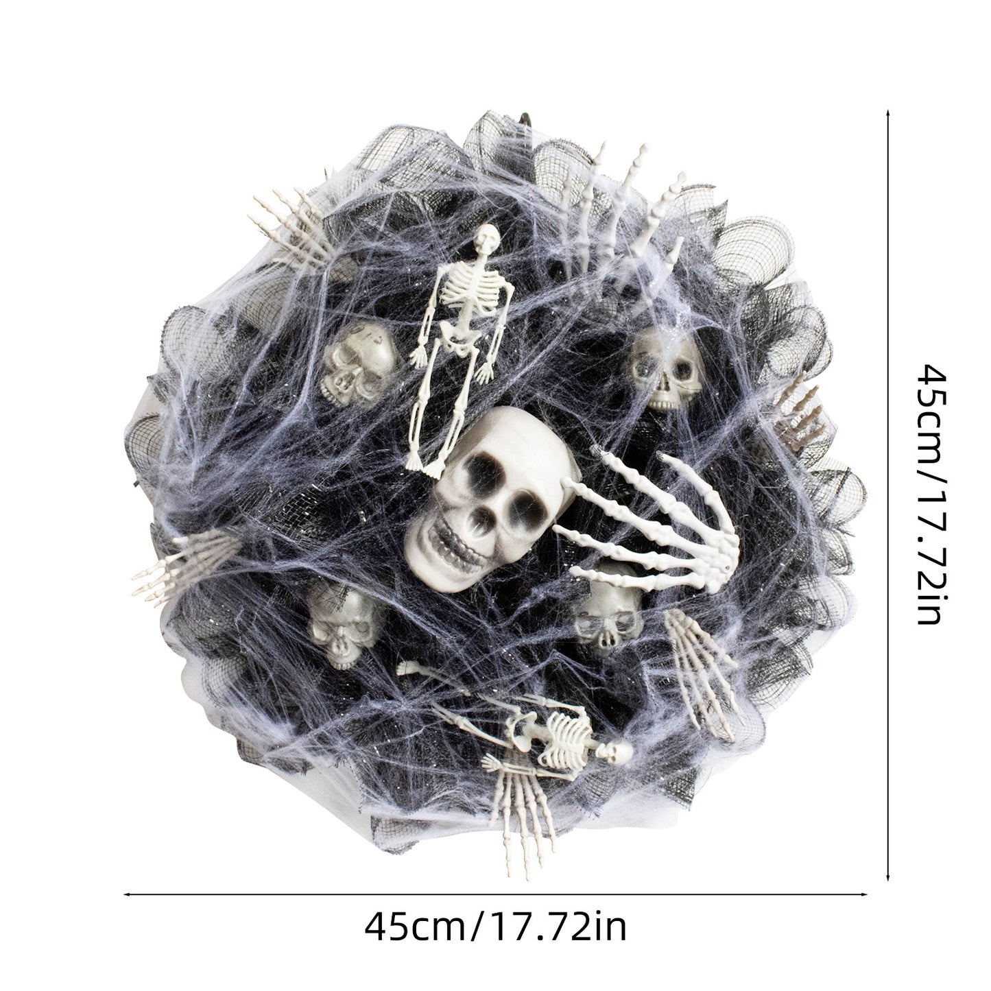 Halloween Mesh Skull Garland - Black Party Decorations for Event & Celebration