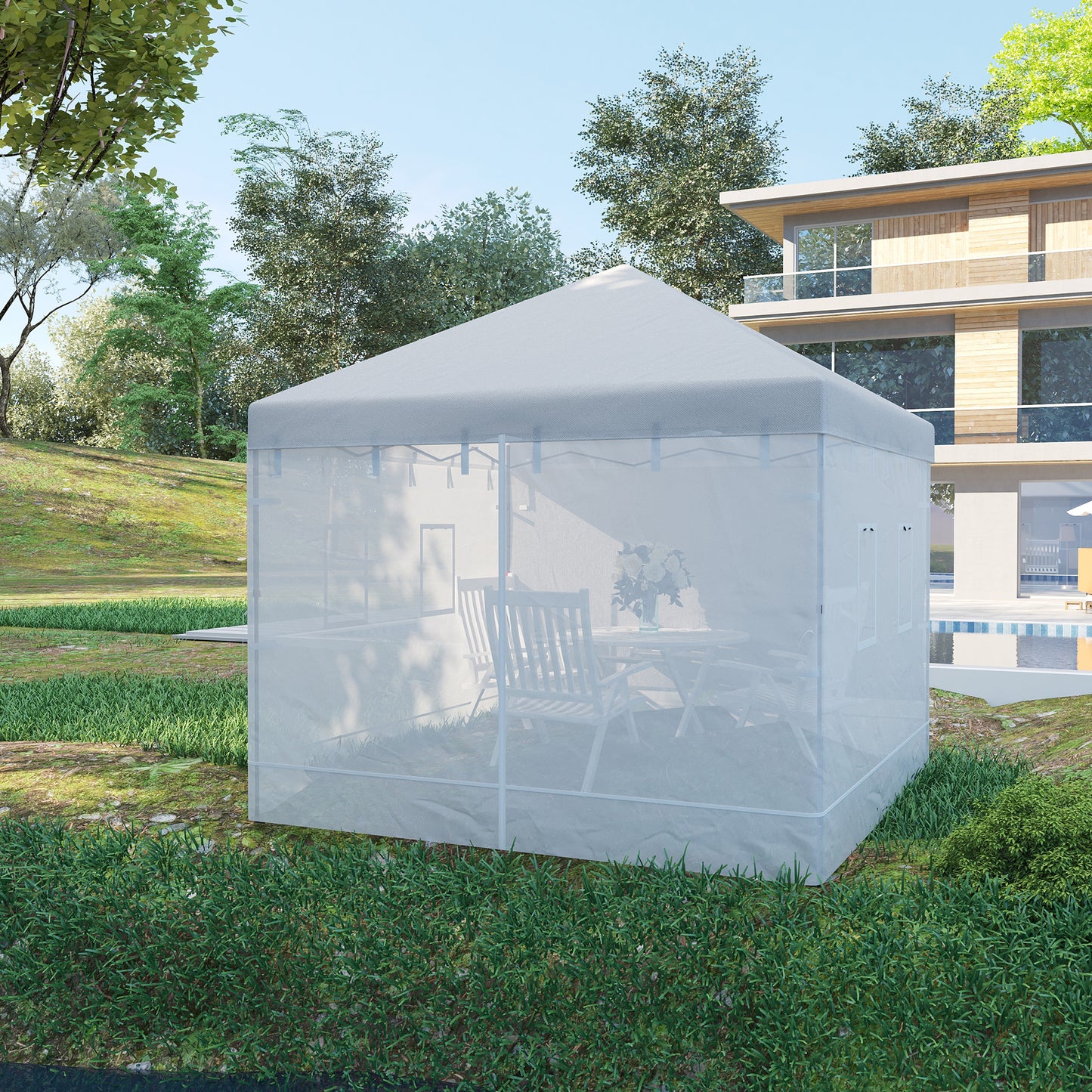 Replacement Canopy Screen Walls with 6 Windows & Door - White