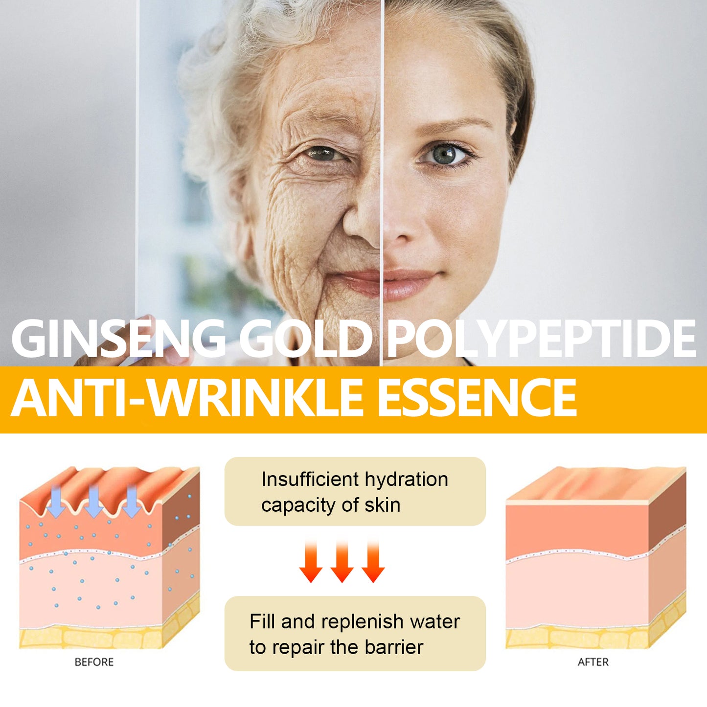 Ginseng Gold Polypeptide Anti-Wrinkle Essence - 100ml Moisturizing Serum