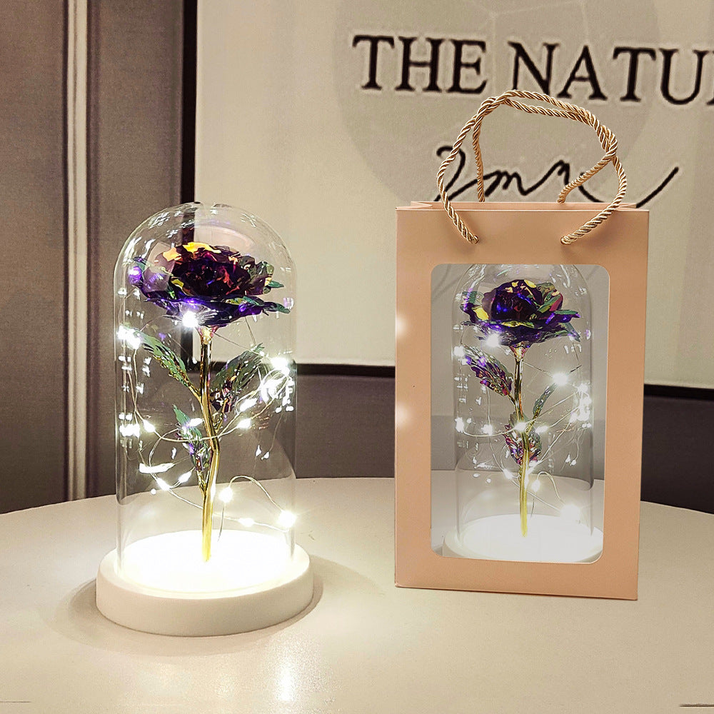 Valentine's Day Artificial Flower Glass Cover Lamp - Luminous Home Decor
