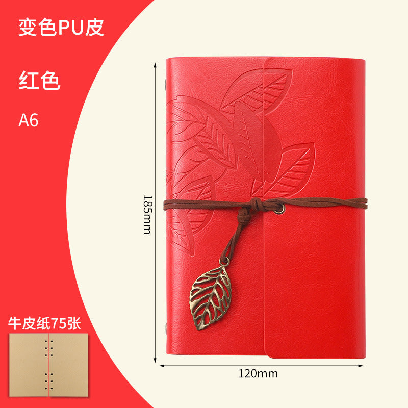 Vintage Travel Notebook - Loose Leaf Diary with Imitation Leather Cover