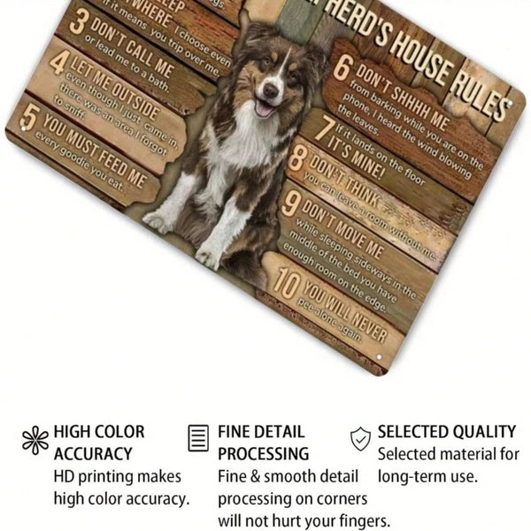 Australian Shepherd Metal Tin Sign - Funny Pet Commands Decor