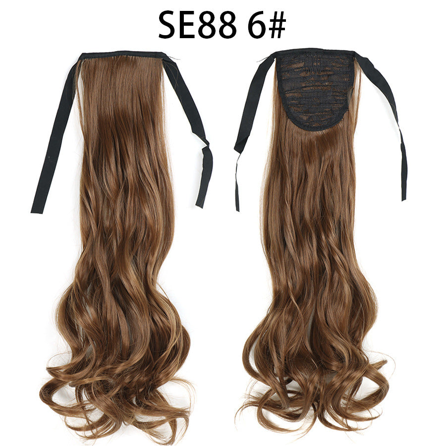 Long Chemical Fiber Wig with Bow Tie Strap - High Temp Silk Hair Extension