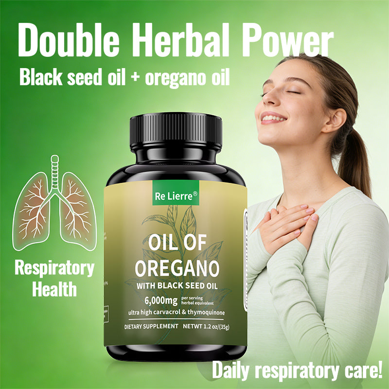 Oregano Oil & Black Seed Oil Capsules - 6000mg Herbal Supplement - 60 Count
