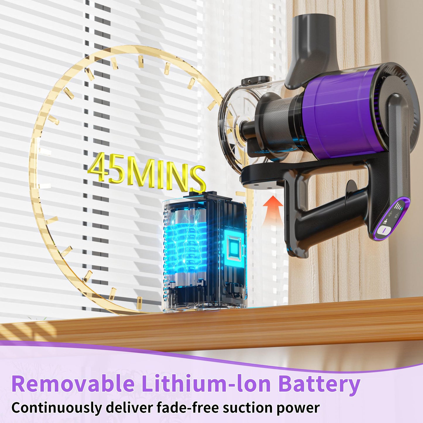 Red Cordless Handheld Vacuum Cleaner with LED Light & Anti-Tangle Brush
