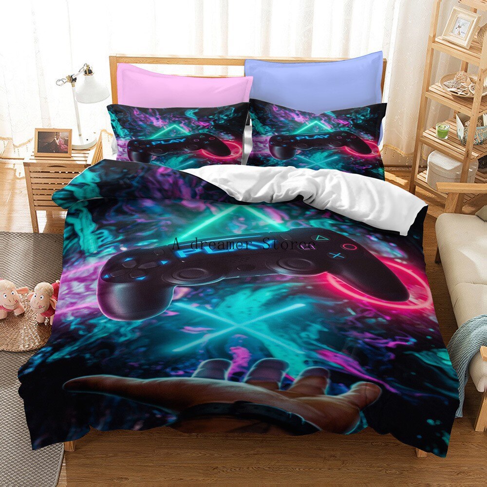 Digital 3D Game Controller Pattern Printed Bedding Set - Multiple Sizes