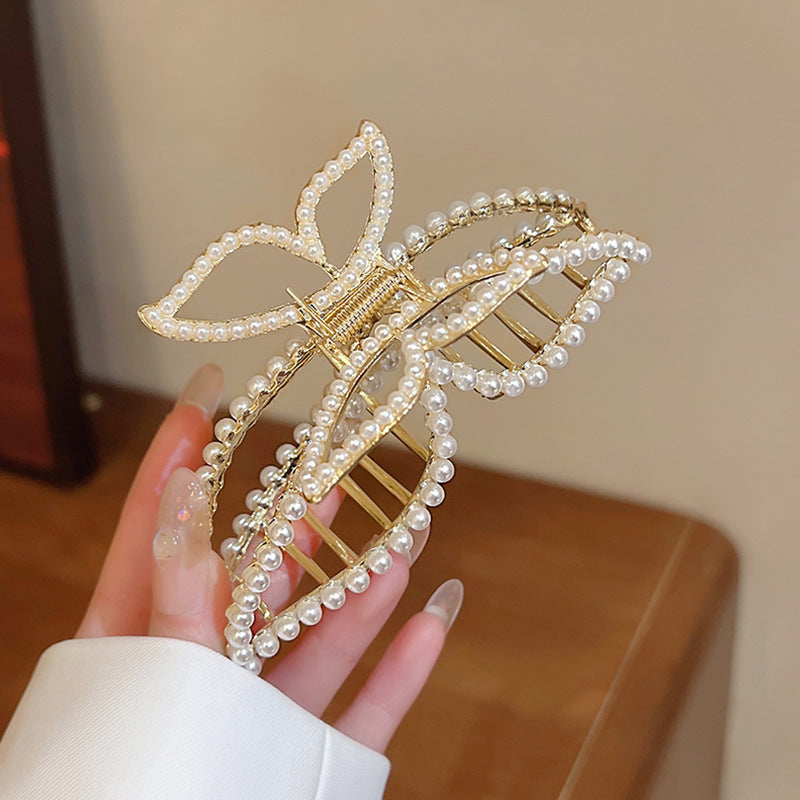 Women's Pearl Butterfly Hair Clip - Retro Hair Accessory