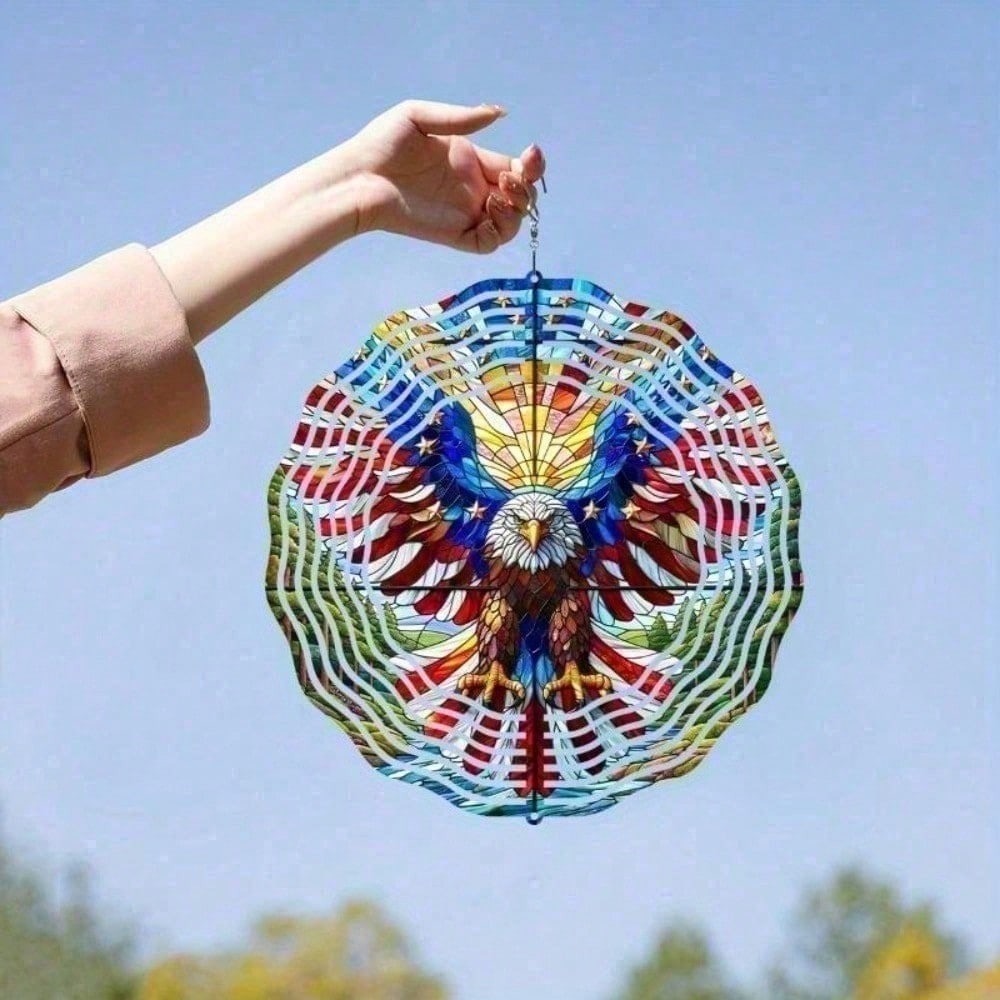 3D American Flag Wind Spinner - Patriotic Eagle Design