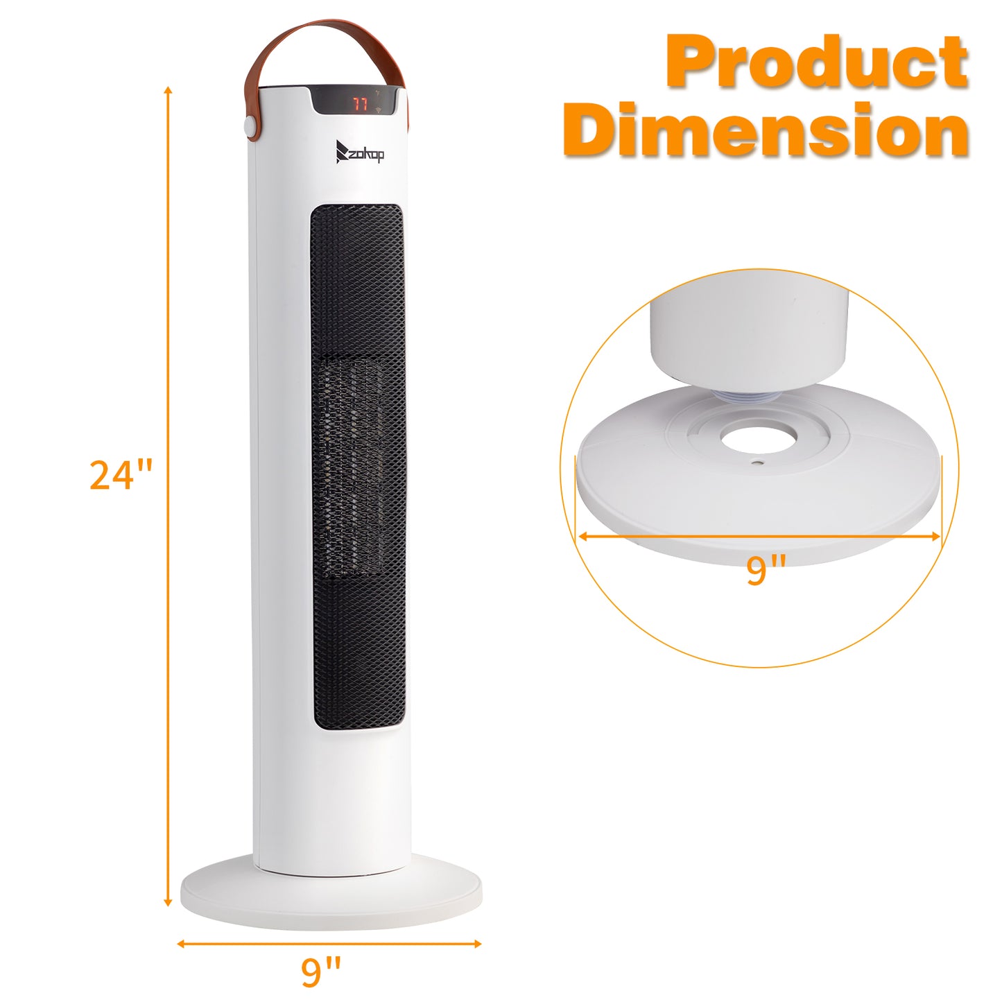 24-Inch Tower Space Heater 1500W WiFi App & Remote Control Thermostat