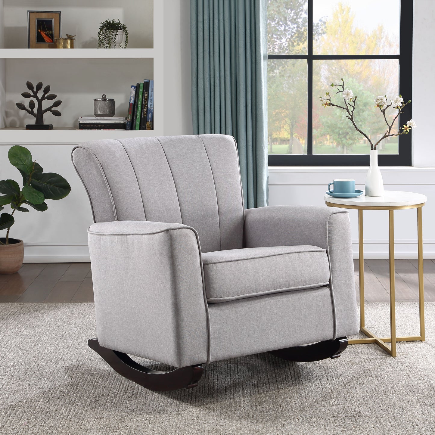 Light Gray Linen Rocking Chair - Stylish and Comfortable