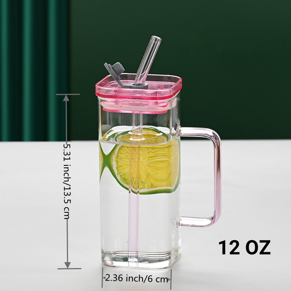 Blue Square Glass Straw Cup - High Borosilicate Drinkware