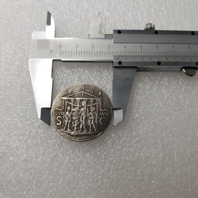 Roman-Style Antique Coin Decor - Silver-Plated Brass Collectible
