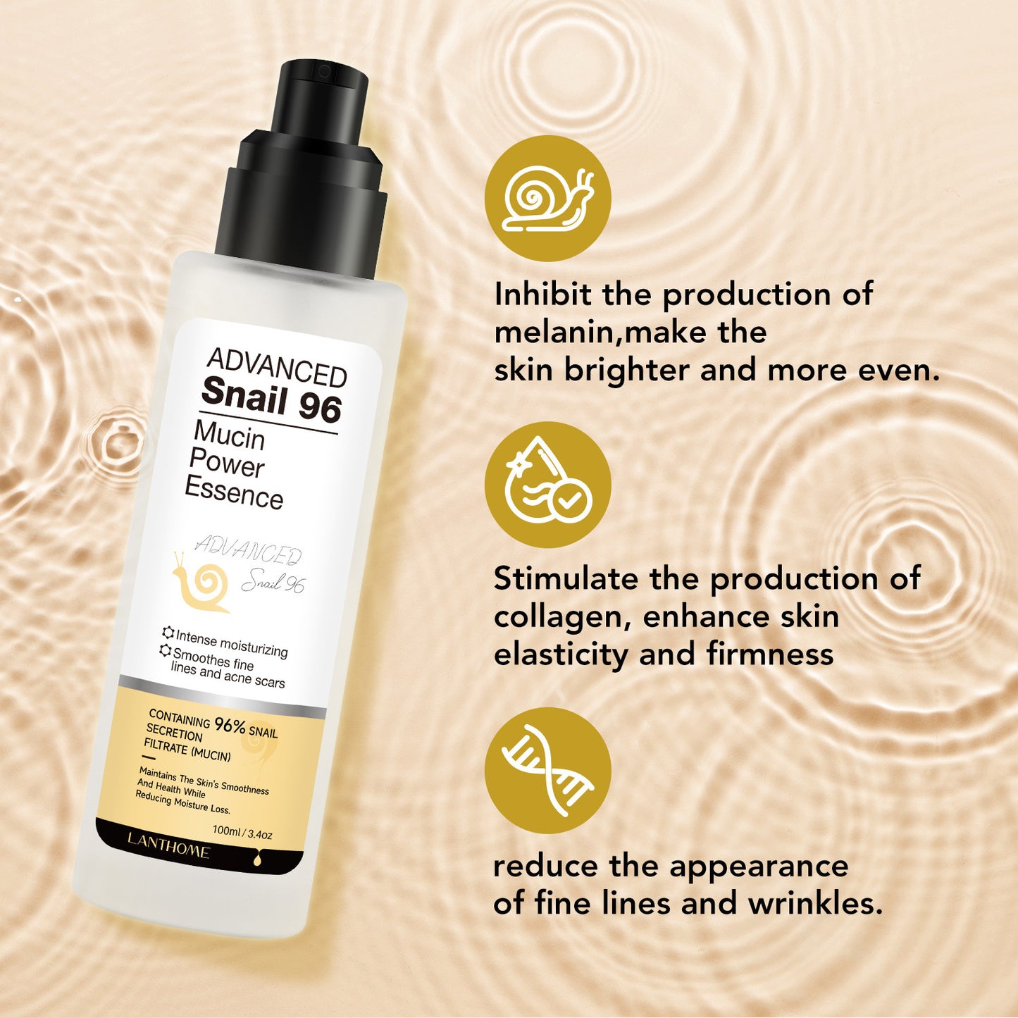 Snail Serum Moisturizer for Face - 100ml Hydrating Facial Care