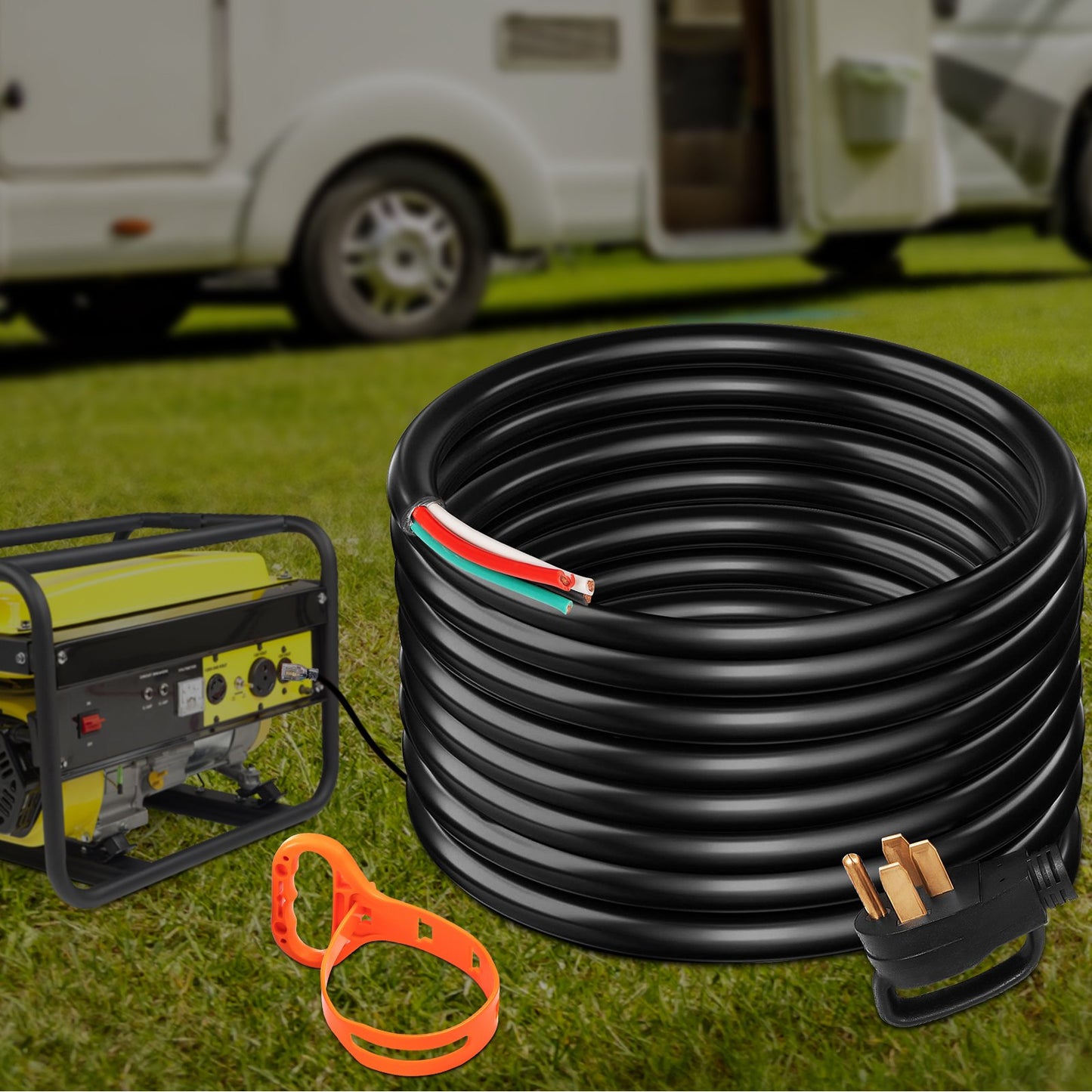 50Ft 50Amp Generator Extension Cord - Heavy-Duty 6 Gauge Power Cable