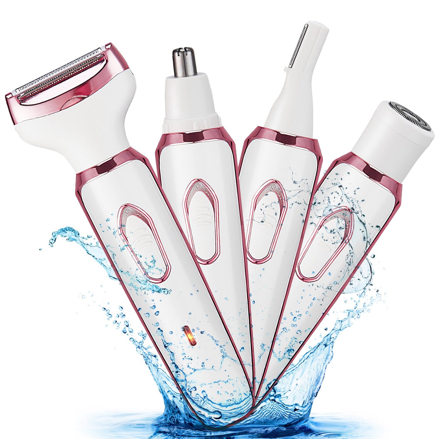 4-in-1 Women's Electric Shaver & Grooming Kit - Rechargeable - Rose Pink